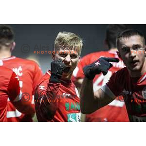 in action during Prva liga Telekom Slovenije football match between Aluminij and Bravo in Kidricevo, Slovenia on December 12, 2020