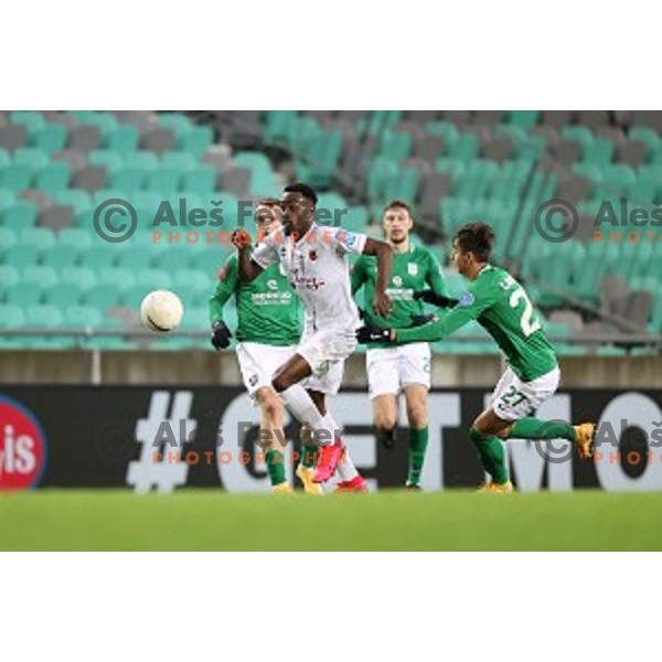 Antoine Makoumbou in action during Prva Liga Telekom Slovenië 2020-2021 football match between Olimpija and Tabor in SRC Stozice, Ljubljana, Slovenia on December 12, 2020