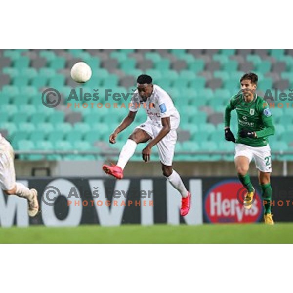 Antoine Makoumbou in action during Prva Liga Telekom Slovenië 2020-2021 football match between Olimpija and Tabor in SRC Stozice, Ljubljana, Slovenia on December 12, 2020