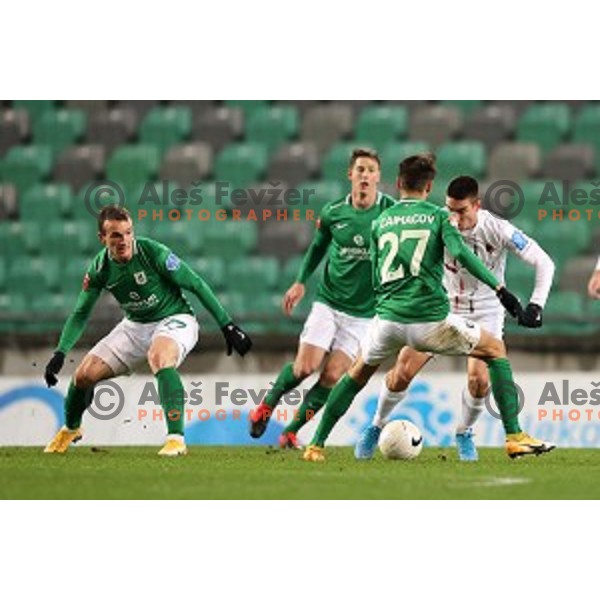 Leon Sever in action during Prva Liga Telekom Slovenië 2020-2021 football match between Olimpija and Tabor in SRC Stozice, Ljubljana, Slovenia on December 12, 2020