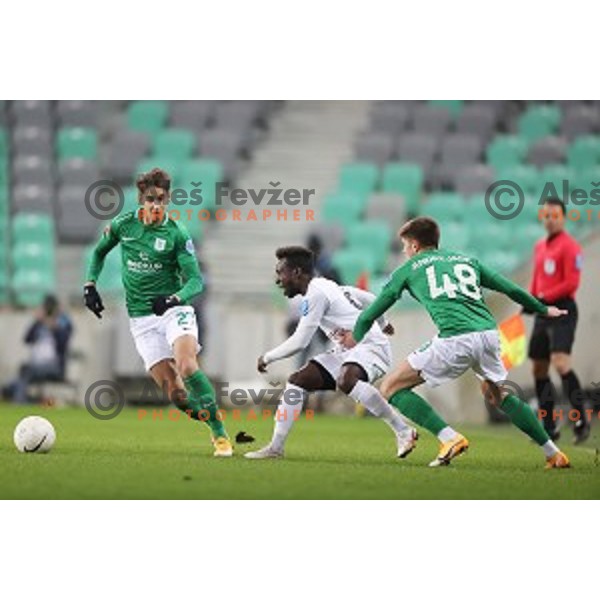 Aldair and Jan Andrejasic in action during Prva Liga Telekom Slovenië 2020-2021 football match between Olimpija and Tabor in SRC Stozice, Ljubljana, Slovenia on December 12, 2020