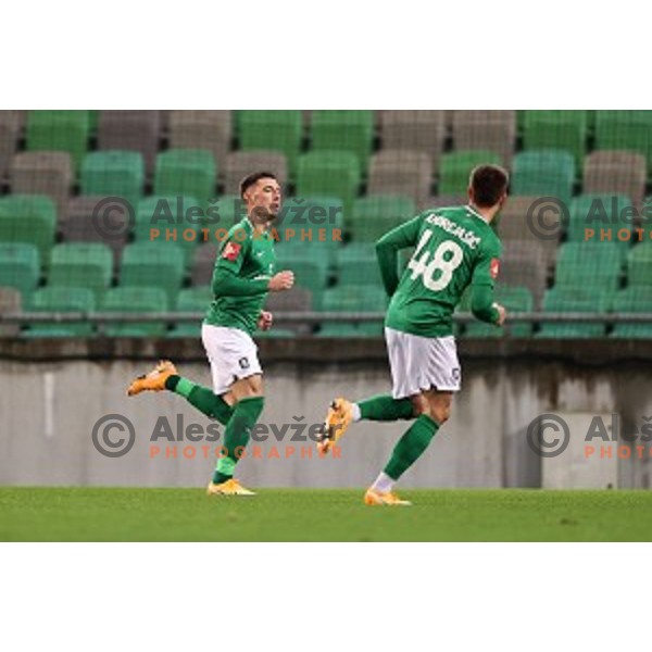 Mario Kvesic celebrates goal during Prva Liga Telekom Slovenië 2020-2021 football match between Olimpija and Tabor in SRC Stozice, Ljubljana, Slovenia on December 12, 2020