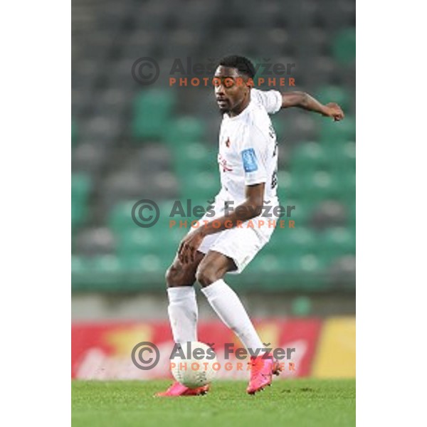 Antoine Makoumbou in action during Prva Liga Telekom Slovenië 2020-2021 football match between Olimpija and Tabor in SRC Stozice, Ljubljana, Slovenia on December 12, 2020