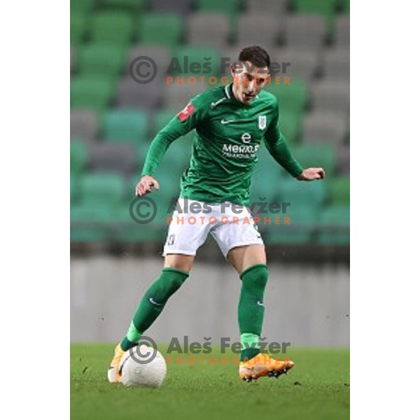 Mario Kvesic of Olimpija in action during Prva Liga Telekom Slovenië 2020-2021 football match between Olimpija and Tabor in SRC Stozice, Ljubljana, Slovenia on December 12, 2020