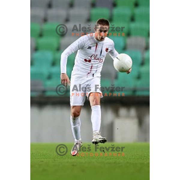 Toni Aliaj in action during Prva Liga Telekom Slovenië 2020-2021 football match between Olimpija and Tabor in SRC Stozice, Ljubljana, Slovenia on December 12, 2020
