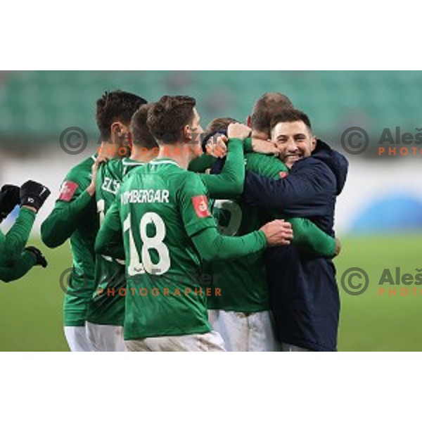 Mario Kvesic celebrates winning goal during Prva Liga Telekom Slovenië 2020-2021 football match between Olimpija and Tabor in SRC Stozice, Ljubljana, Slovenia on December 12, 2020
