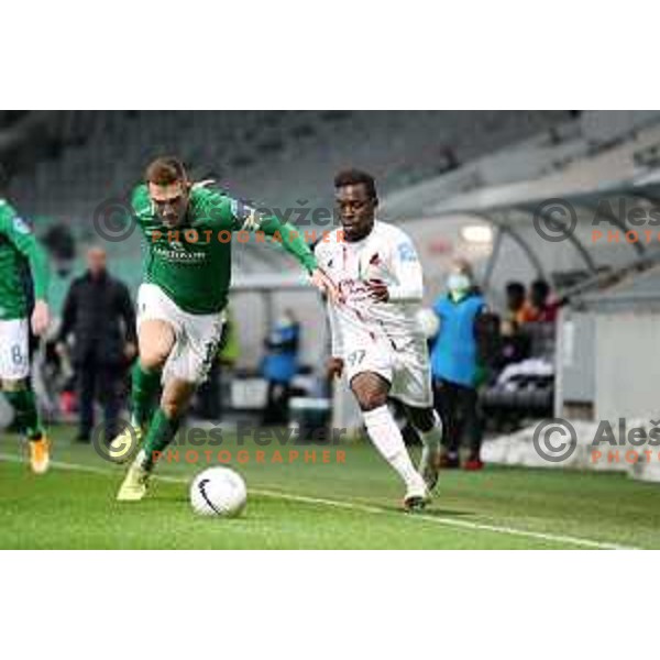 Timi Max Elsnik and Aldair during Prva Liga Telekom Slovenije 2020-2021 football match between Olimpija and Tabor in SRC Stozice, Ljubljana, Slovenia on December 12, 2020