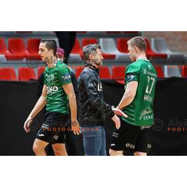 Tomaz Ocvirk in action during 1.NLB league handball match between MRK Ljubljana and Celje Pivovarna Lasko in Kodeljevo Hall, Ljubljana, Slovenia on December 12, 2020