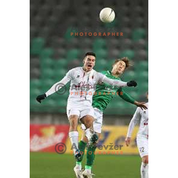 Leon Sever and Ivan Mocinic in action during Prva Liga Telekom Slovenië 2020-2021 football match between Olimpija and Tabor in SRC Stozice, Ljubljana, Slovenia on December 12, 2020