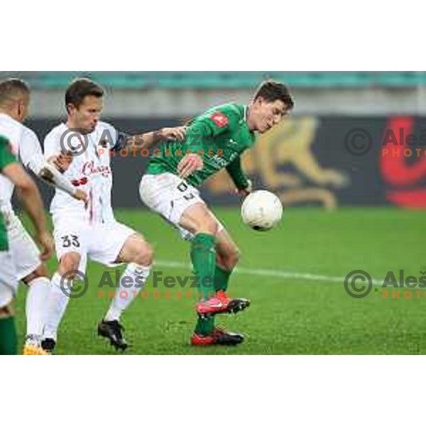 Erik Salkic and Andres Vombergar during Prva Liga Telekom Slovenië 2020-2021 football match between Olimpija and Tabor in SRC Stozice, Ljubljana, Slovenia on December 12, 2020