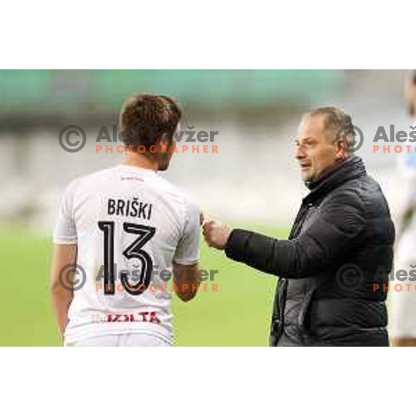 Mihael Briski and coach Goran Stankovic during Prva Liga Telekom Slovenië 2020-2021 football match between Olimpija and Tabor in SRC Stozice, Ljubljana, Slovenia on December 12, 2020