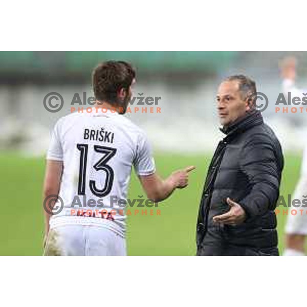 Mihael Briski and coach Goran Stankovic during Prva Liga Telekom Slovenië 2020-2021 football match between Olimpija and Tabor in SRC Stozice, Ljubljana, Slovenia on December 12, 2020