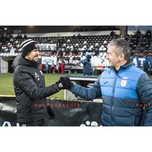 Ante Simundza, head coach of Mura and Dejan Djuranovic during Prva liga Telekom Slovenije football match between Mura and Aluminij in Fazanerija, Murska Sobota, Slovenia on December 13, 2020