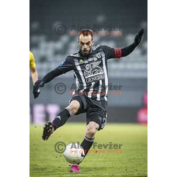 Ziga Kous in action during Prva liga Telekom Slovenije football match between Mura and Aluminij in Fazanerija, Murska Sobota, Slovenia on December 13, 2020