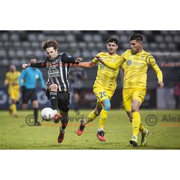Kai Cipot vs Sven Sostaric Karic in action during Prva liga Telekom Slovenije football match between Mura and Aluminij in Fazanerija, Murska Sobota, Slovenia on December 13, 2020