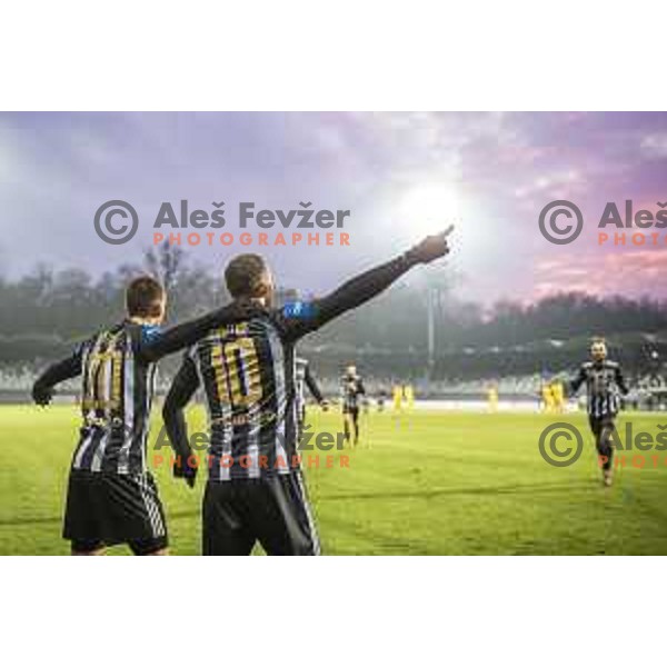 Tomi Horvat and Nino Kouter celebrating during Prva liga Telekom Slovenije football match between Mura and Aluminij in Fazanerija, Murska Sobota, Slovenia on December 13, 2020