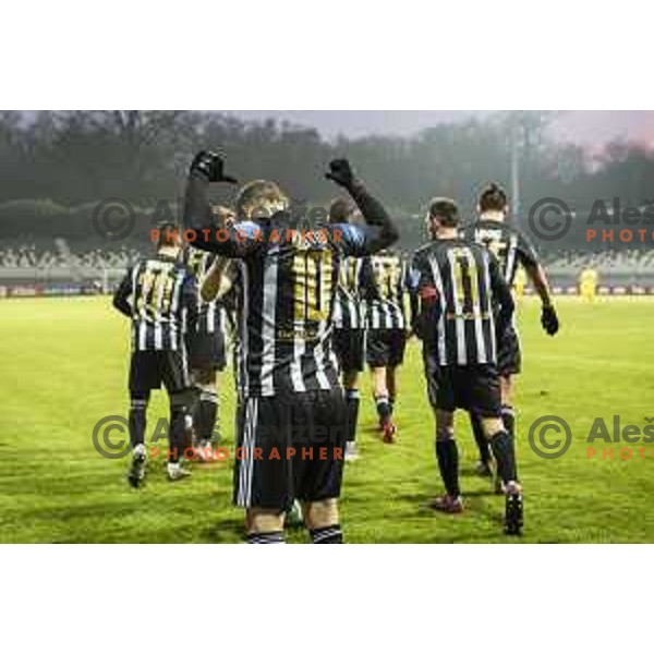 Nino Kouter celebrating during Prva liga Telekom Slovenije football match between Mura and Aluminij in Fazanerija, Murska Sobota, Slovenia on December 13, 2020
