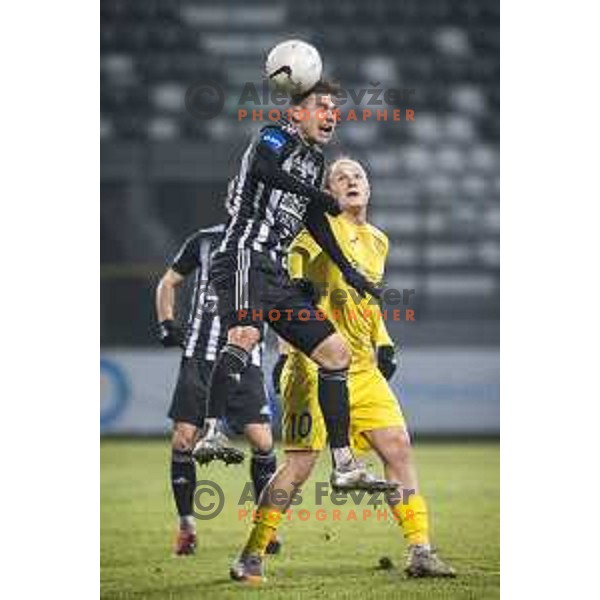 Luka Bobicanec vs Senijad Ibricic in action during Prva liga Telekom Slovenije football match between Mura and Aluminij in Fazanerija, Murska Sobota, Slovenia on December 13, 2020