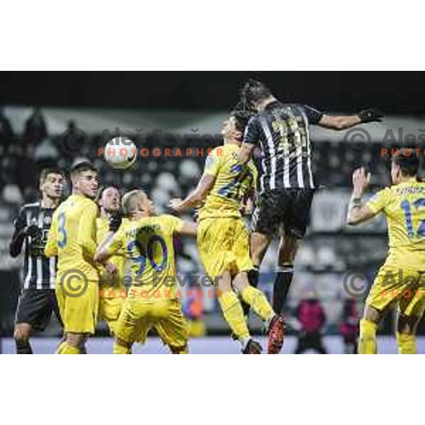 Zeni Husmani, Sven Sostaric Karic and Dragan Lovric in action during Prva liga Telekom Slovenije football match between Mura and Aluminij in Fazanerija, Murska Sobota, Slovenia on December 13, 2020
