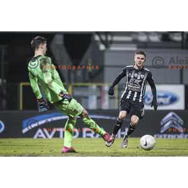 Luka Bobicanec in action during Prva liga Telekom Slovenije football match between Mura and Aluminij in Fazanerija, Murska Sobota, Slovenia on December 13, 2020