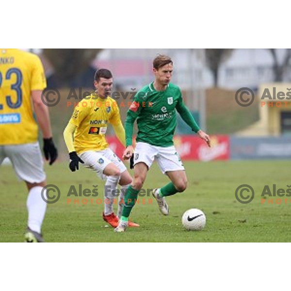 Rok Maher and Ivan Mocinic of Olimpija in action during Prva Liga Telekom Slovenije 2020-2021 football match between Bravo and Olimpija in Ljubljana, Slovenia on December 15, 2020