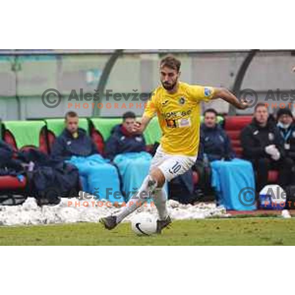 Mustafa Nukic in action during Prva Liga Telekom Slovenije 2020-2021 football match between Bravo and Olimpija in Ljubljana, Slovenia on December 15, 2020