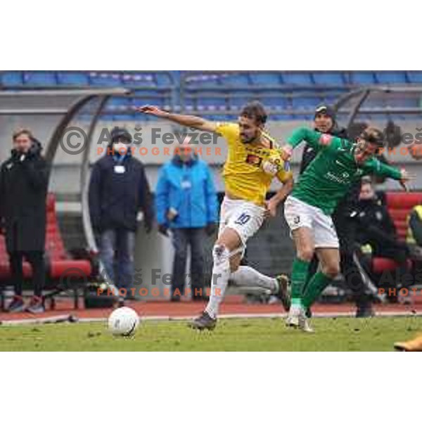 Mustafa Nukic and Ivan Mocinic of Olimpija in action during Prva Liga Telekom Slovenije 2020-2021 football match between Bravo and Olimpija in Ljubljana, Slovenia on December 15, 2020