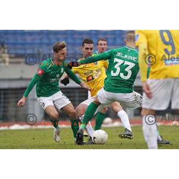 Luka Zinko of Bravo and Ivan Mocinic of Olimpija in action during Prva Liga Telekom Slovenije 2020-2021 football match between Bravo and Olimpija in Ljubljana, Slovenia on December 15, 2020