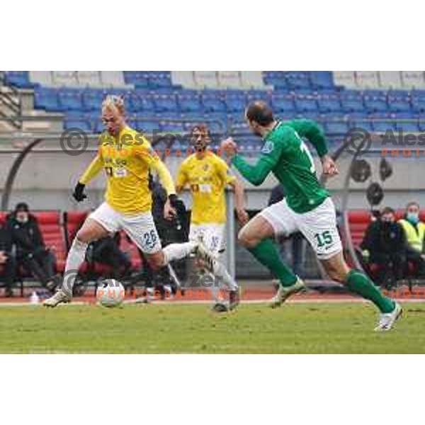 Sandi Ogrinec in action during Prva Liga Telekom Slovenije 2020-2021 football match between Bravo and Olimpija in Ljubljana, Slovenia on December 15, 2020