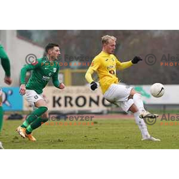 Mario Kvesic and Sandi Ogrinec in action during Prva Liga Telekom Slovenije 2020-2021 football match between Bravo and Olimpija in Ljubljana, Slovenia on December 15, 2020