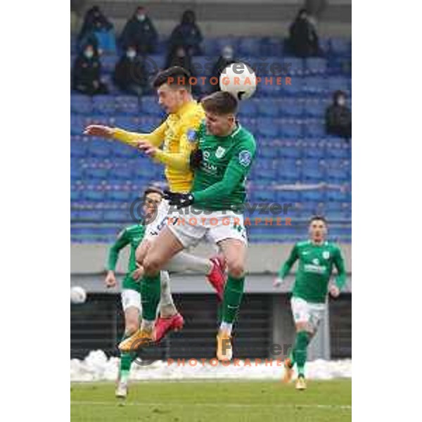 Martin Kramaric and Jan Andrejasic in action during Prva Liga Telekom Slovenije 2020-2021 football match between Bravo and Olimpija in Ljubljana, Slovenia on December 15, 2020