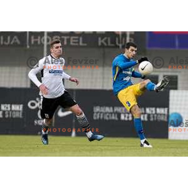 Dusan Stojinovic and Nardin Mulahusejnovic in action during Prva Liga Telekom Slovenije 2020-2021 football match between Celje and Koper in Celje, Slovenia on December 16, 2020