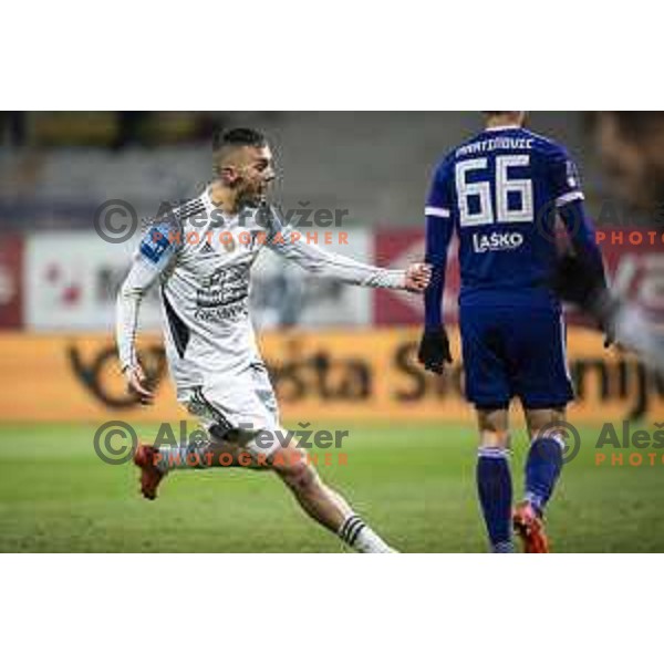 Andrija Filipovic in action during Prva liga Telekom Slovenije football match between Maribor and Mura in Ljudski vrt, Maribor, Slovenia on December 17, 2020