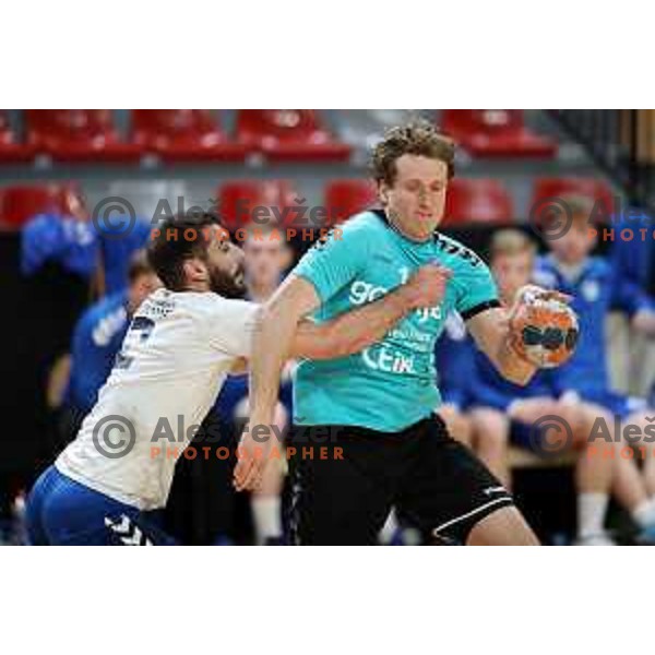 David Miklavcic in action during 1.NLB league handball match between Ljubljana and Gorenje Velenje in Ljubljana, Slovenia on December 16, 2020