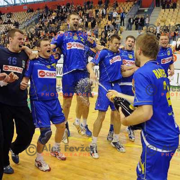 Cimos Koper players at the Final of the slovenian handball cup for men 2008 Gold Club - Cimos Koper at Zlatorog hall, Celje 