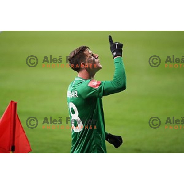 Andres Vombergar of Olimpija celebrates goal during Prva Liga Telekom Slovenije 2020-2021 football match between Olimpija and Gorica in SRC Stozice, Ljubljana, Slovenia on December 19, 2020