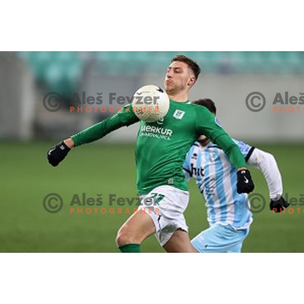 Andres Vombergar of Olimpija celebrates goal during Prva Liga Telekom Slovenije 2020-2021 football match between Olimpija and Gorica in SRC Stozice, Ljubljana, Slovenia on December 19, 2020