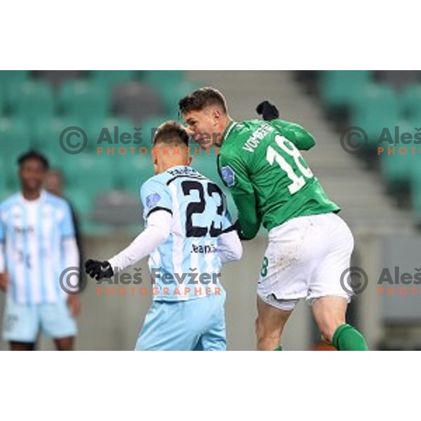 Andres Vombergar of Olimpija celebrates goal during Prva Liga Telekom Slovenije 2020-2021 football match between Olimpija and Gorica in SRC Stozice, Ljubljana, Slovenia on December 19, 2020