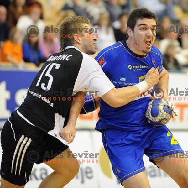 Denis Buntic and Gasper Martinc at the Final of the slovenian handball cup for men 2008 Gold Club - Cimos Koper at Zlatorog hall, Celje 
