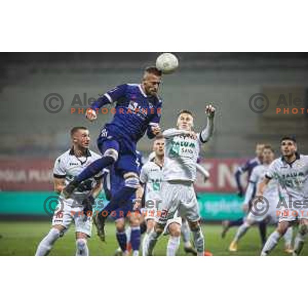 Andrej Kotnik vs Aljaz Ploj in action during Prva liga Telekom Slovenije football match between Maribor and Aluminij in Ljudski vrt, Maribor, Slovenia on December 20, 2020