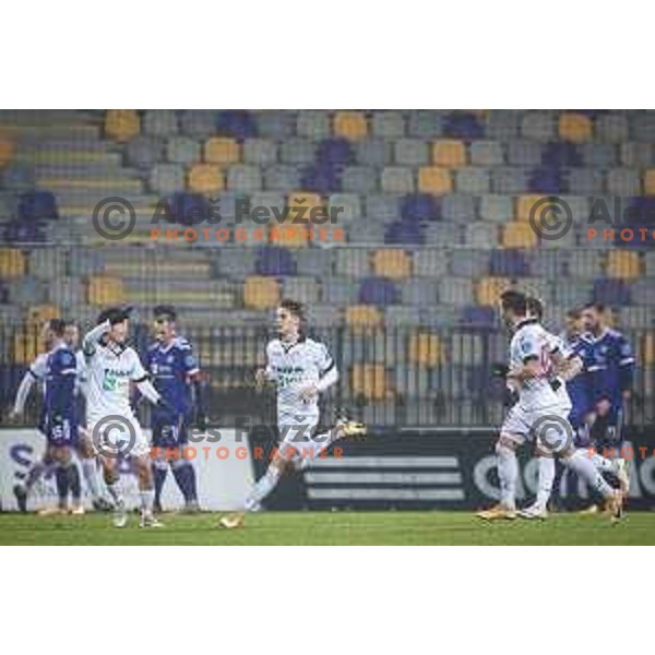 Roko Prsa celebrating during Prva liga Telekom Slovenije football match between Maribor and Aluminij in Ljudski vrt, Maribor, Slovenia on December 20, 2020