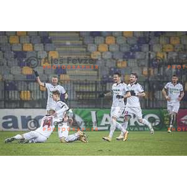 Roko Prsa celebrating during Prva liga Telekom Slovenije football match between Maribor and Aluminij in Ljudski vrt, Maribor, Slovenia on December 20, 2020