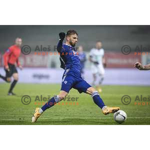 Jan Mlakar in action during Prva liga Telekom Slovenije football match between Maribor and Aluminij in Ljudski vrt, Maribor, Slovenia on December 20, 2020