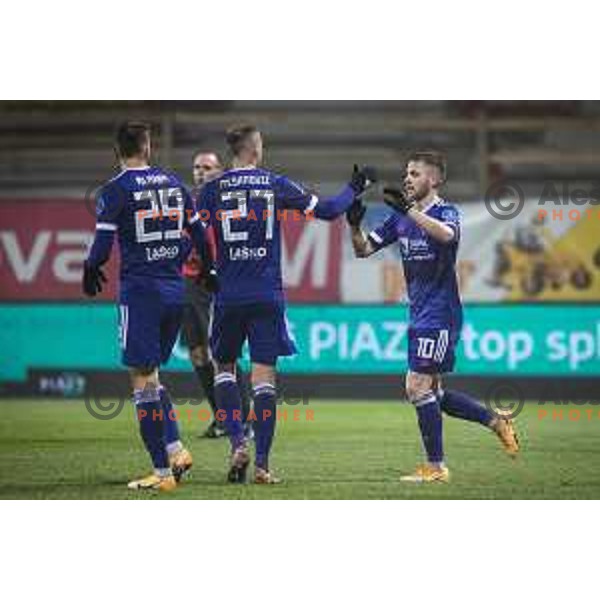 Rudi Vancas Pozeg celebrating during Prva liga Telekom Slovenije football match between Maribor and Aluminij in Ljudski vrt, Maribor, Slovenia on December 20, 2020
