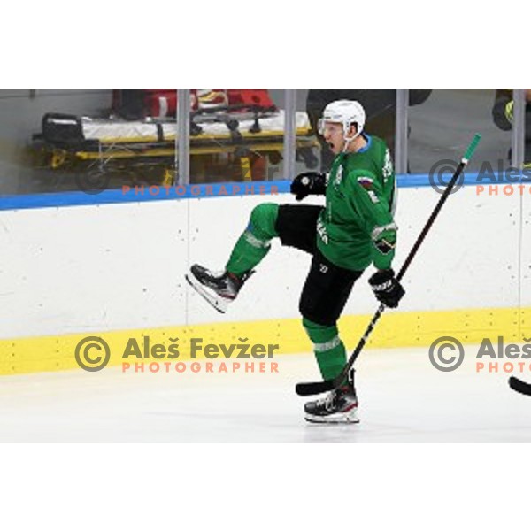 Miha Stebih of SZ Olimpija in action during Alps League ice-hockey match between SZ Olimpija and Rittner Buam in Ljubljana, Slovenia on December 22, 2020