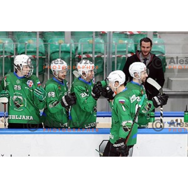 Miha Stebih of SZ Olimpija in action during Alps League ice-hockey match between SZ Olimpija and Rittner Buam in Ljubljana, Slovenia on December 22, 2020