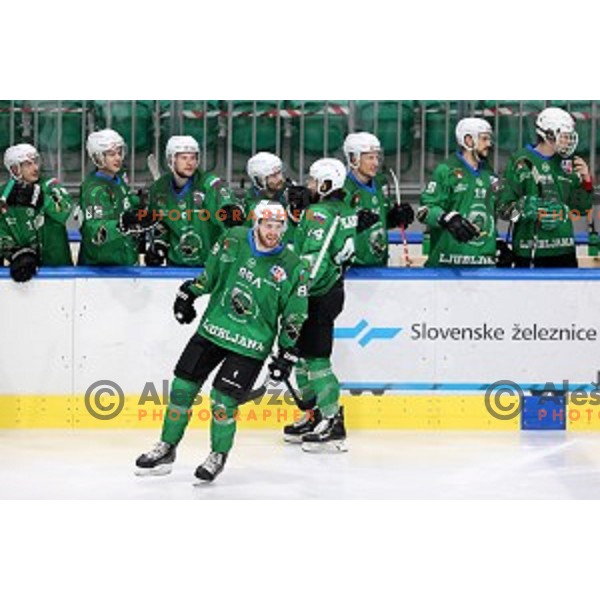 Miha Zajc of SZ Olimpija in action during Alps League ice-hockey match between SZ Olimpija and Rittner Buam in Ljubljana, Slovenia on December 22, 2020