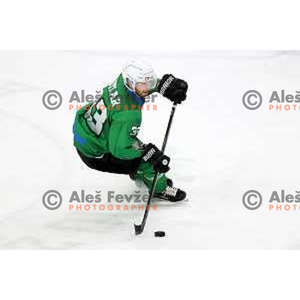 Jure Sotlar of SZ Olimpija in action during Alps League ice-hockey match between SZ Olimpija and Rittner Buam in Ljubljana, Slovenia on December 22, 2020