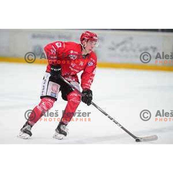 Bine Masic in action during Slovenian league ice-hockey match between SIJ Acroni Jesenice and SZ Olimpija in Jesenice, Slovenia on January 2, 2021