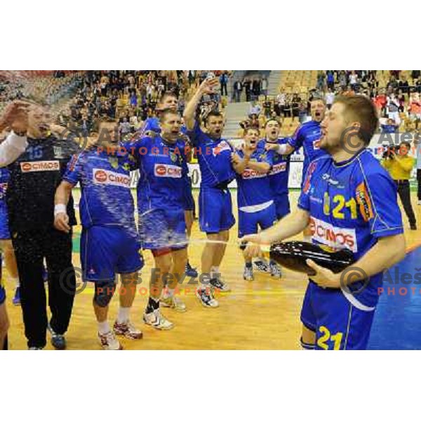 Cimos Koper players at the Final of the slovenian handball cup for men 2008 Gold Club - Cimos Koper at Zlatorog hall, Celje 